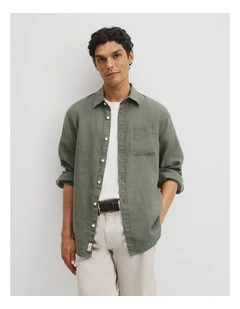 Regular Fit Linen Shirt in Eucalyptus