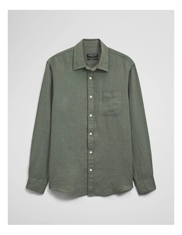 Regular Fit Linen Shirt in Eucalyptus image 2