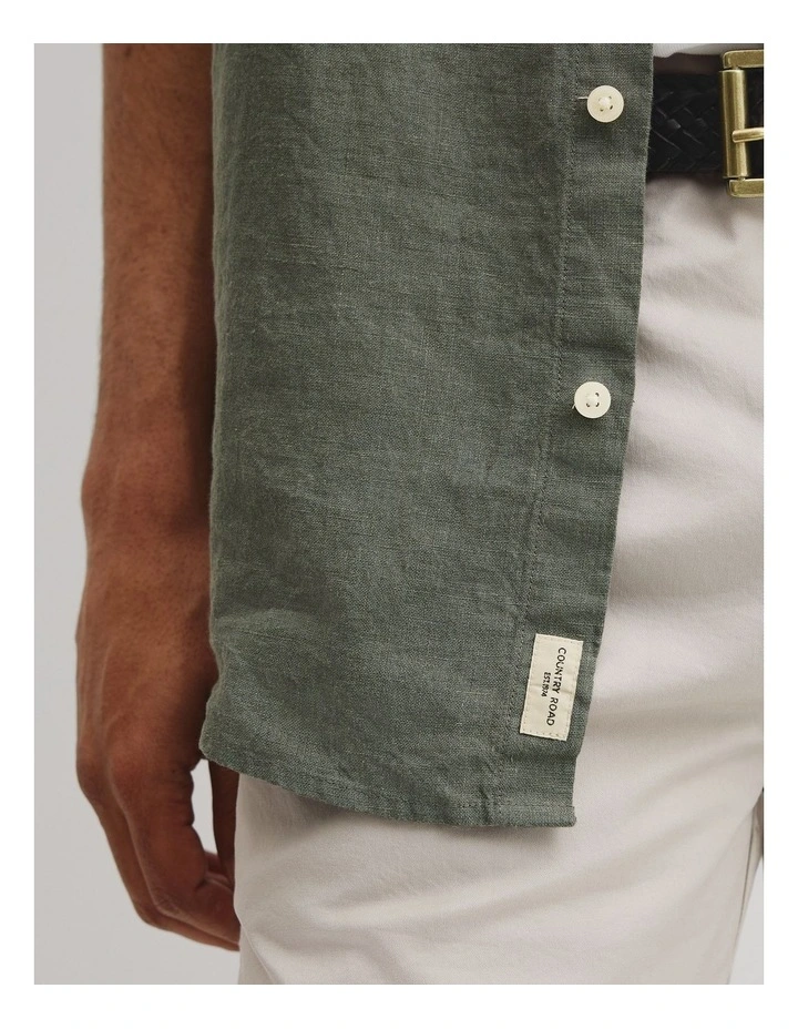 Regular Fit Linen Shirt in Eucalyptus image 3