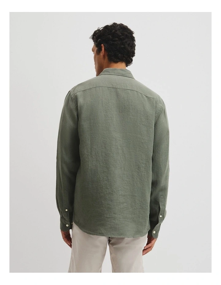 Regular Fit Linen Shirt in Eucalyptus image 5