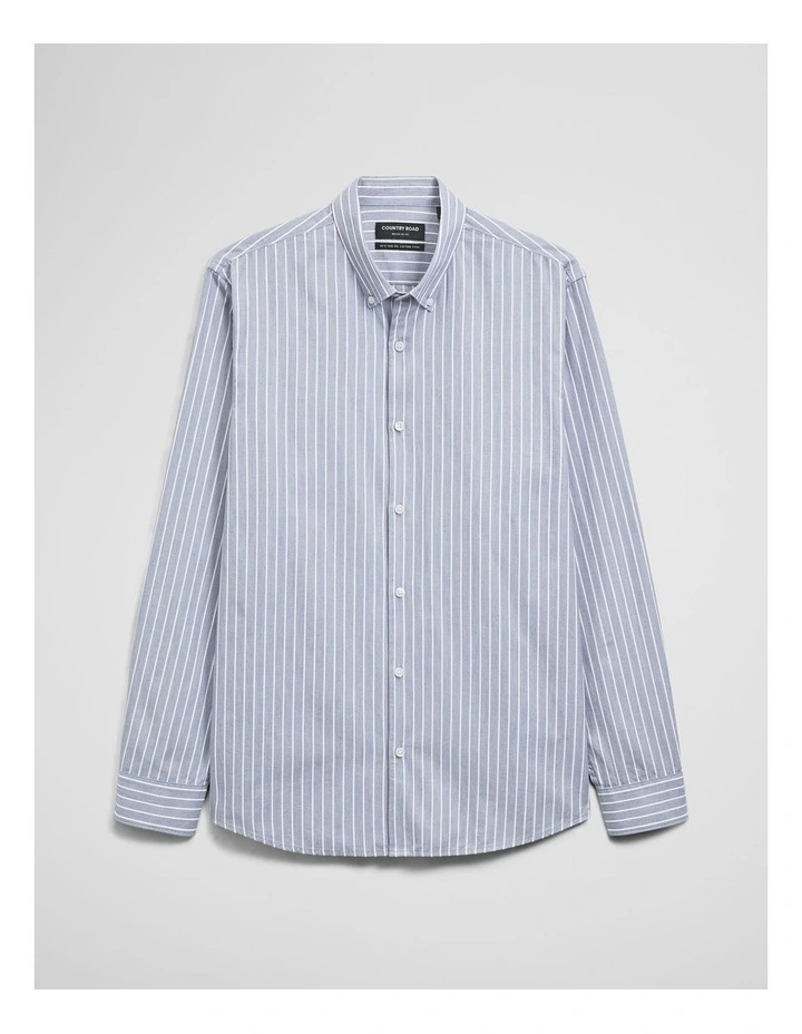 Regular Fit Cotton Stripe Shirt in Blue image 3