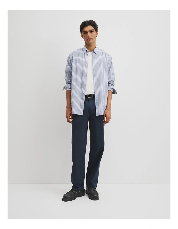 Regular Fit Cotton Stripe Shirt in Blue image 5