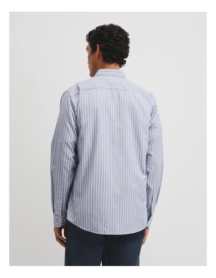 Regular Fit Cotton Stripe Shirt in Blue image 6