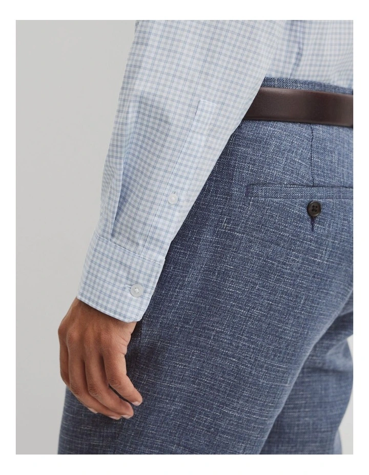 Slim Fit Cut & Sew Check Shirt in Pale Blue image 3