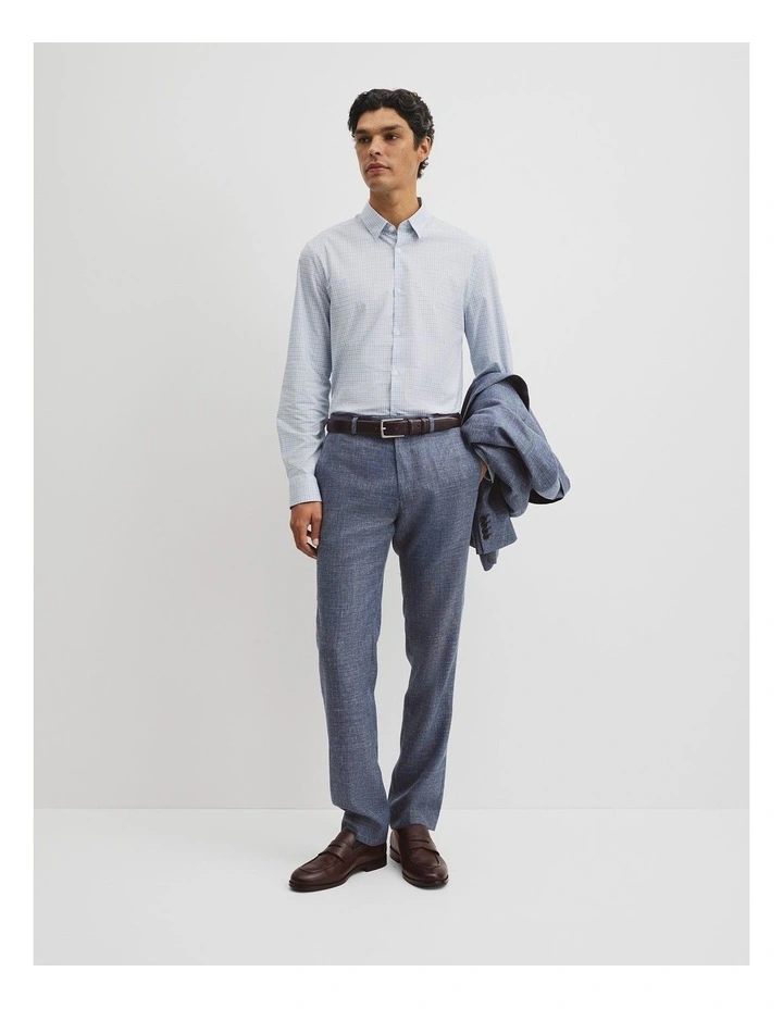 Slim Fit Cut & Sew Check Shirt in Pale Blue image 4