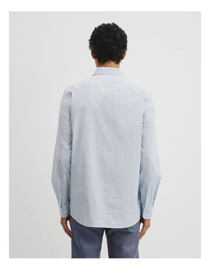 Slim Fit Cut & Sew Check Shirt in Pale Blue image 5