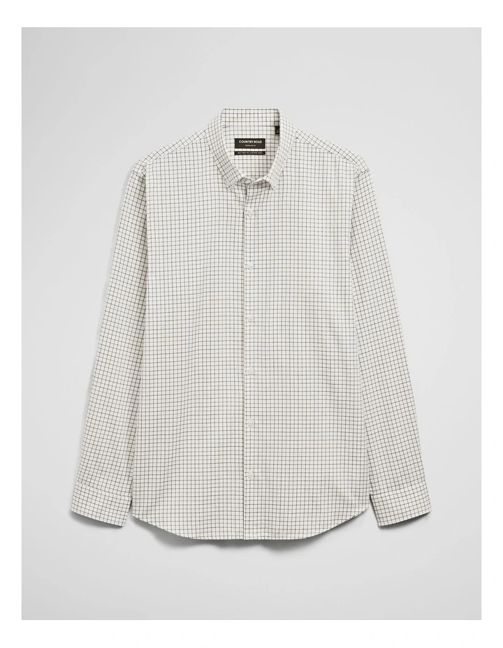 Regular Fit Cotton Grid Shirt in White Multi image 2