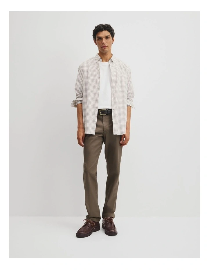 Regular Fit Cotton Grid Shirt in White Multi image 4