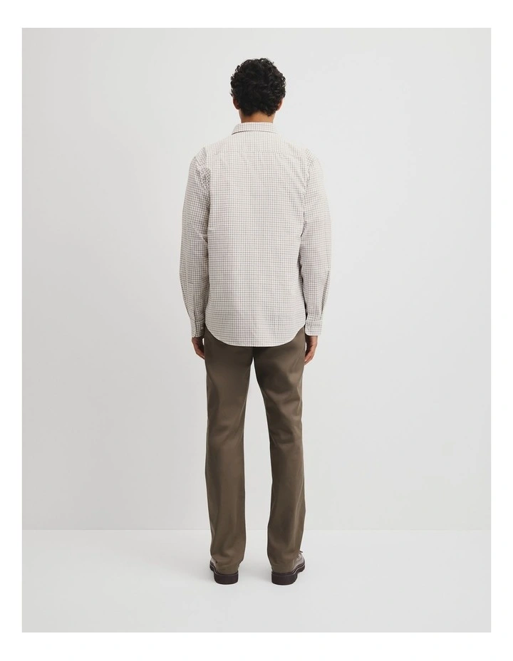 Regular Fit Cotton Grid Shirt in White Multi image 5