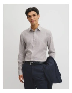 Slim Fit Stripe Travel Shirt in Navy Multi