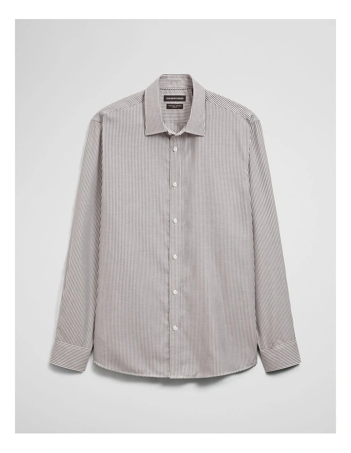 Slim Fit Stripe Travel Shirt in Navy Multi image 2