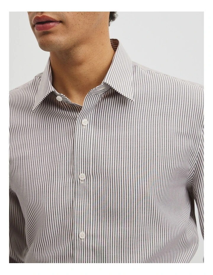Slim Fit Stripe Travel Shirt in Navy Multi image 3