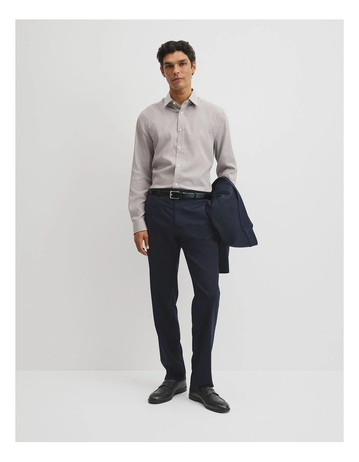 Slim Fit Stripe Travel Shirt in Navy Multi image 4