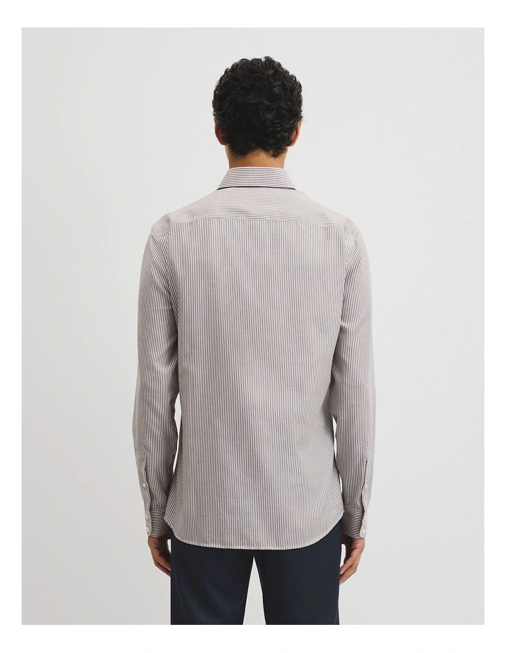 Slim Fit Stripe Travel Shirt in Navy Multi image 5