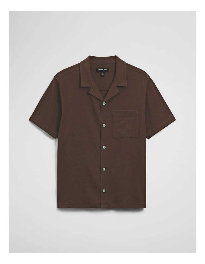 Textured Cuban Shirt in Chocolate image 2