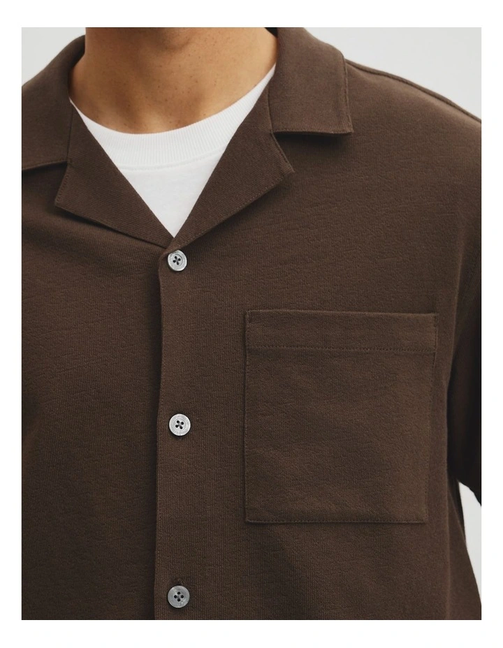 Textured Cuban Shirt in Chocolate image 3
