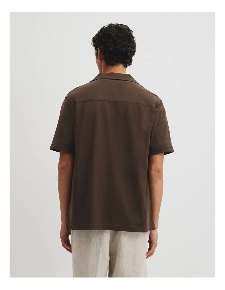 Textured Cuban Shirt in Chocolate image 5