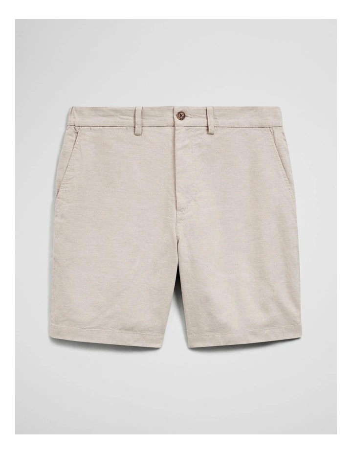 Cotton Linen Stretch Textured Short in Stone image 2