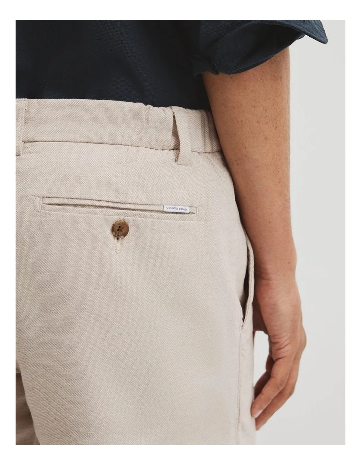 Cotton Linen Stretch Textured Short in Stone image 3