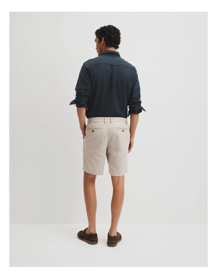 Cotton Linen Stretch Textured Short in Stone image 5
