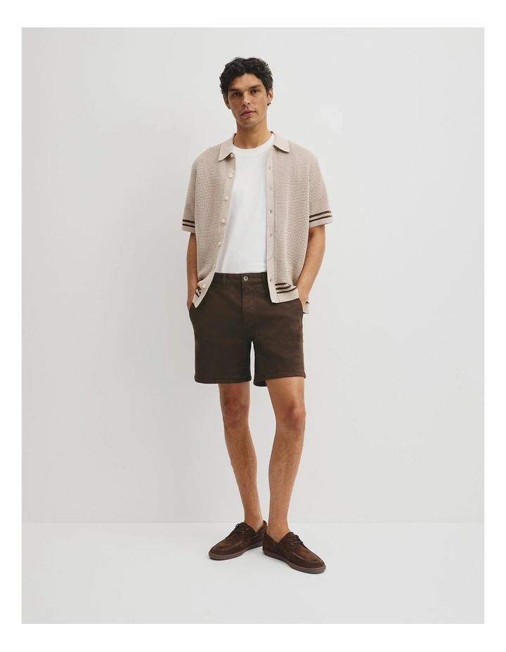 Garment Dyed Cotton Drill Short in Bark image 1