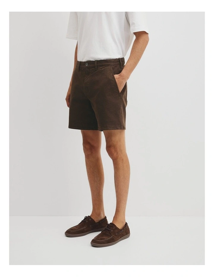 Garment Dyed Cotton Drill Short in Bark image 4