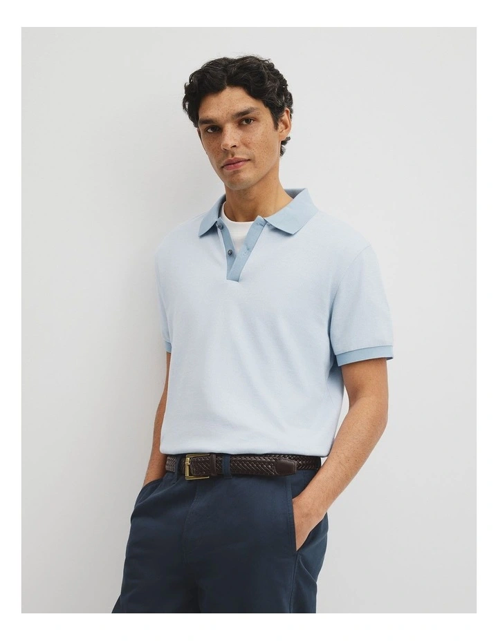 Short Sleeve Jacquard Polo in Light Blue image 1