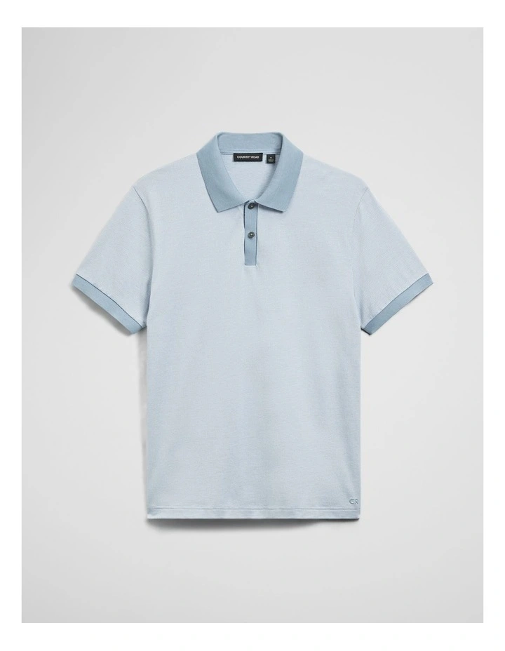 Short Sleeve Jacquard Polo in Light Blue image 2