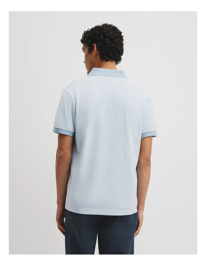 Short Sleeve Jacquard Polo in Light Blue image 5