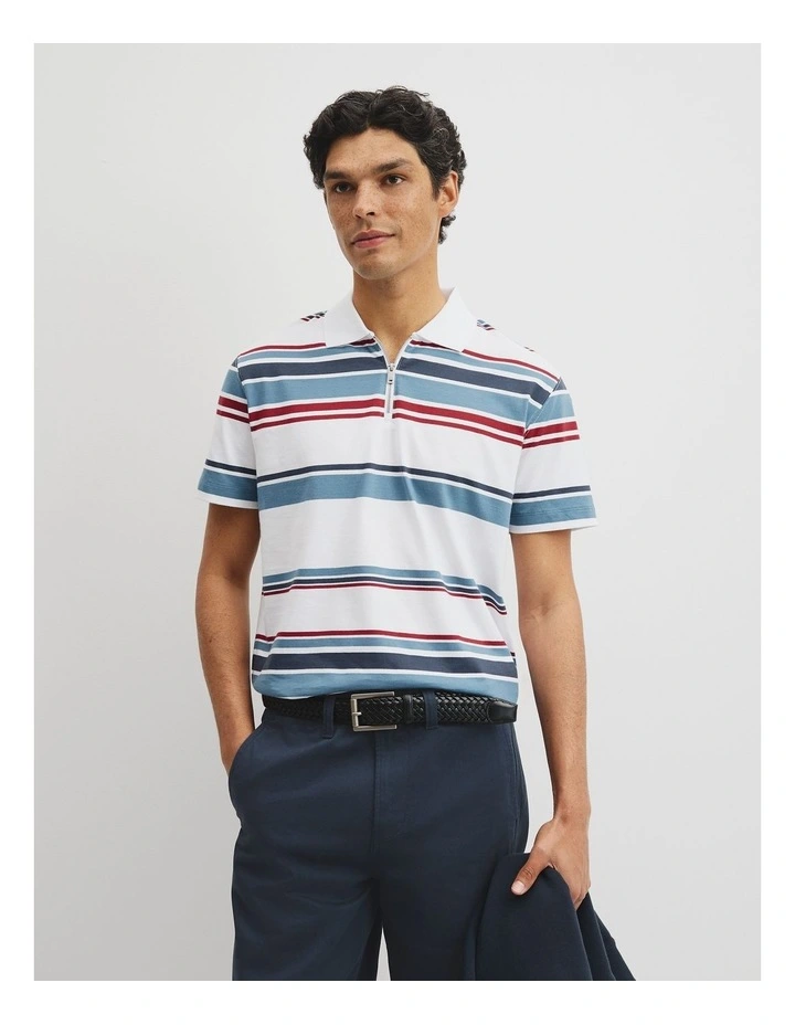 Multi Stripe Zip Polo in Multi Stripe image 1