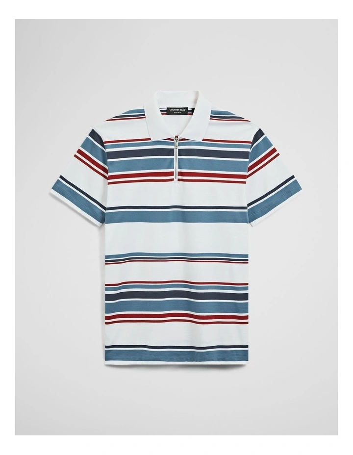 Multi Stripe Zip Polo in Multi Stripe image 2