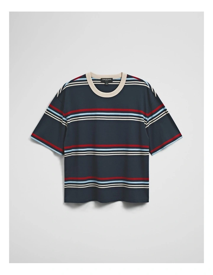 Short Sleeve Boxy Stripe T-shirt in Navy Stripe image 2