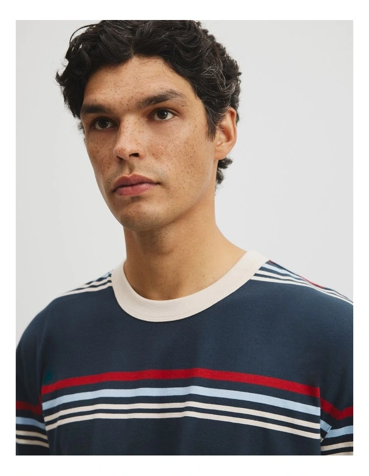 Short Sleeve Boxy Stripe T-shirt in Navy Stripe image 3