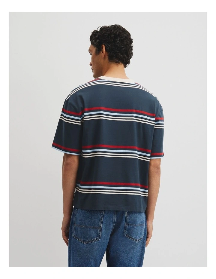 Short Sleeve Boxy Stripe T-shirt in Navy Stripe image 5