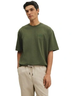 Short Sleeve Ac Hrtg Boxy T-shirt in Khaki Green