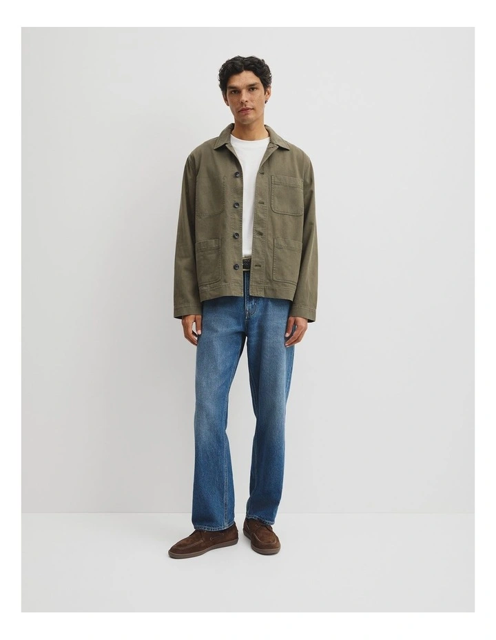 Cotton Twill Garment Dyed Chore Jacket in Khaki image 4
