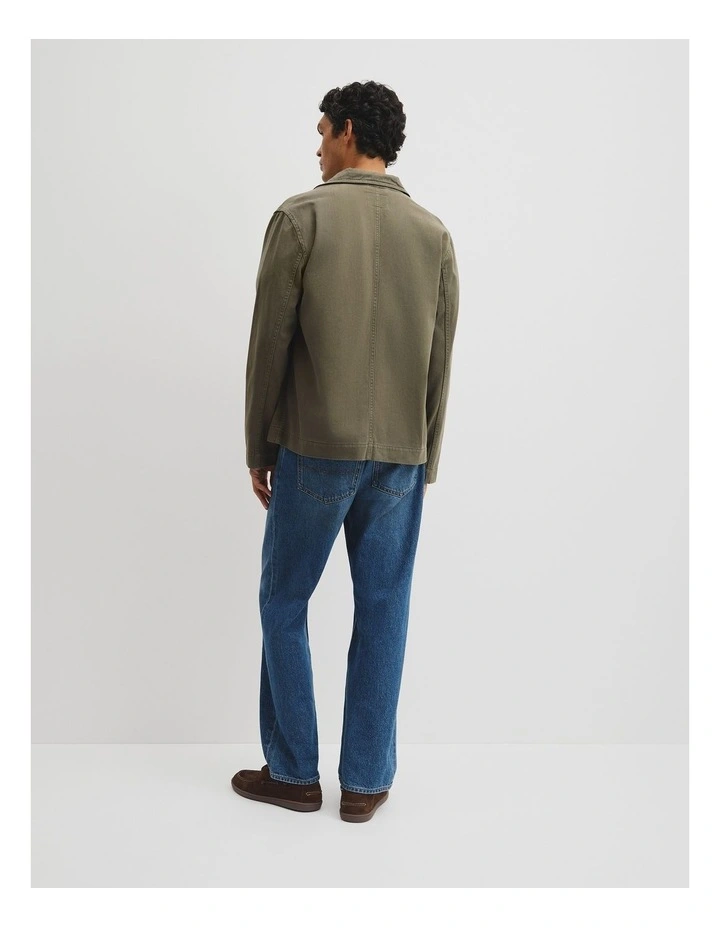 Cotton Twill Garment Dyed Chore Jacket in Khaki image 5