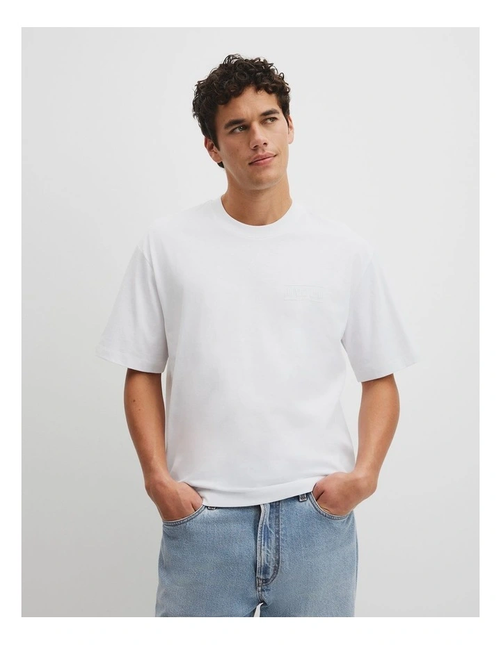 Australian Cotton Short Sleeve Heritage Boxy T-shirt in White image 1