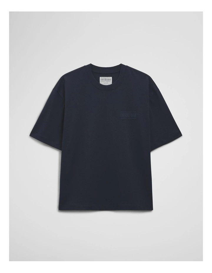 Australian Cotton Short Sleeve Heritage Boxy T-shirt in Navy image 2
