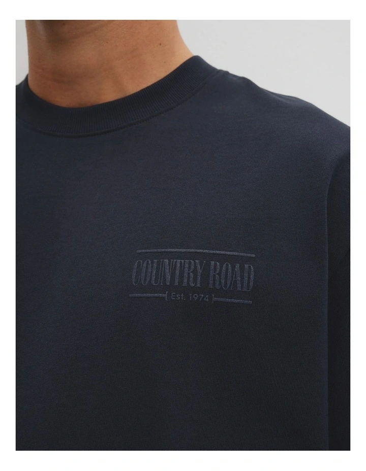 Australian Cotton Short Sleeve Heritage Boxy T-shirt in Navy image 3
