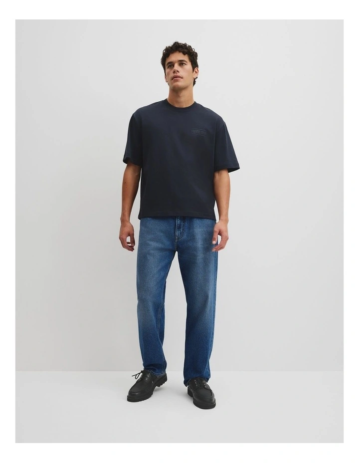 Australian Cotton Short Sleeve Heritage Boxy T-shirt in Navy image 4
