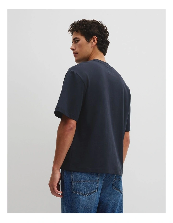 Australian Cotton Short Sleeve Heritage Boxy T-shirt in Navy image 5