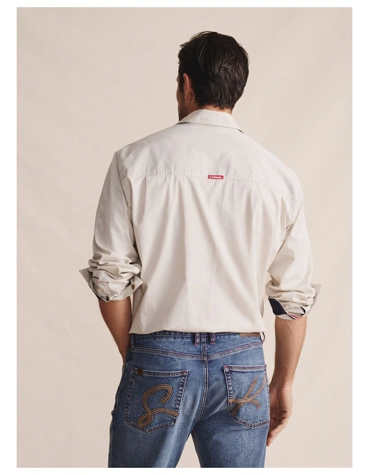 Armstrong Full Placket Work Shirt 1SHM00130 in Stone image 2