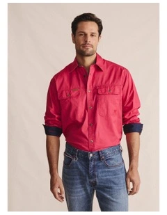 Armstrong Full Placket Work Shirt 1SHM00130 in Red