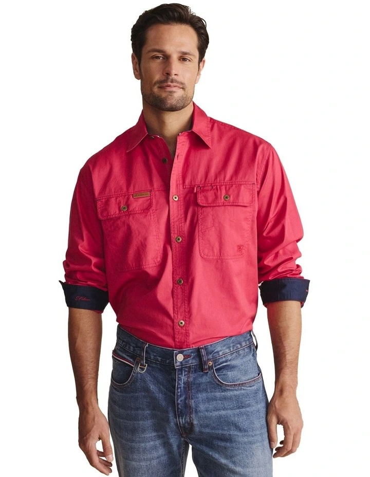 Armstrong Full Placket Work Shirt 1SHM00130 in Red image 1