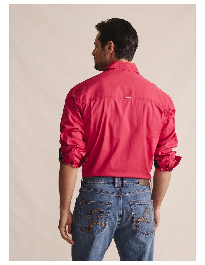 Armstrong Full Placket Work Shirt 1SHM00130 in Red image 2