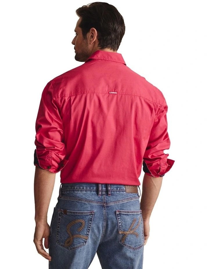 Armstrong Full Placket Work Shirt 1SHM00130 in Red image 2