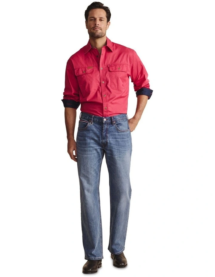 Armstrong Full Placket Work Shirt 1SHM00130 in Red image 3