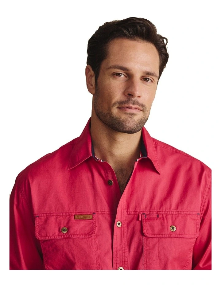 Armstrong Full Placket Work Shirt 1SHM00130 in Red image 4