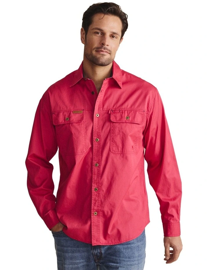 Armstrong Full Placket Work Shirt 1SHM00130 in Red image 5